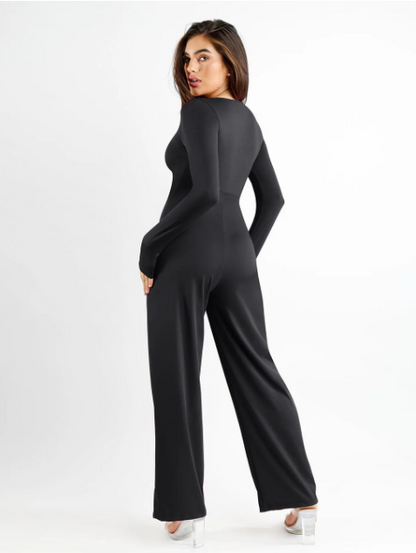 The Shapewear Jumpsuit Square Neck Wide-Leg Long Sleeve