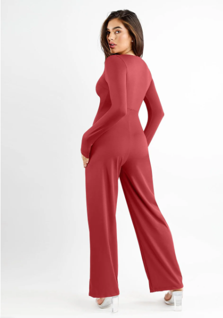 The Shapewear Jumpsuit Square Neck Wide-Leg Long Sleeve