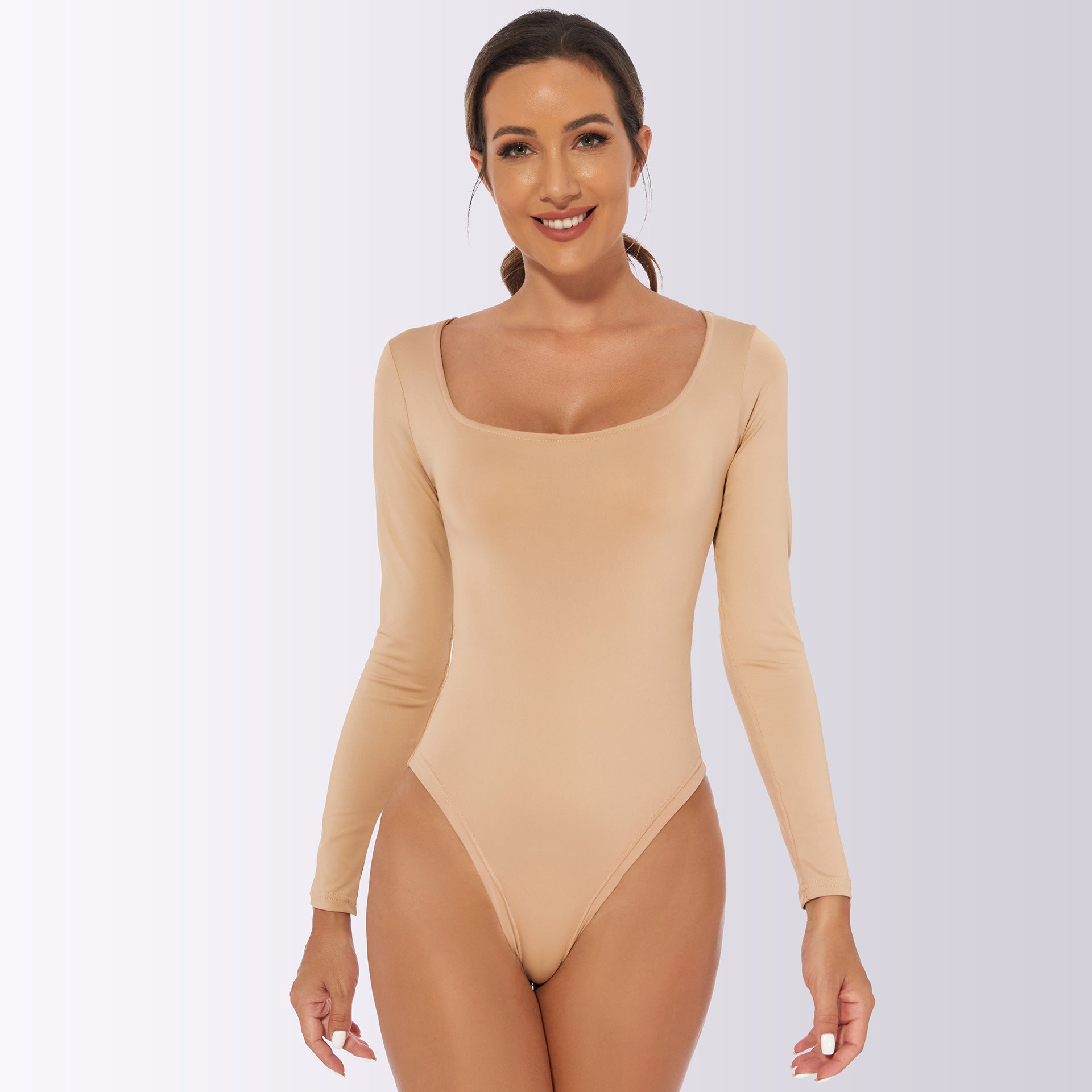 The Shapewear Bodysuit CloudSense Seamless Square-Neck Long-Sleeve