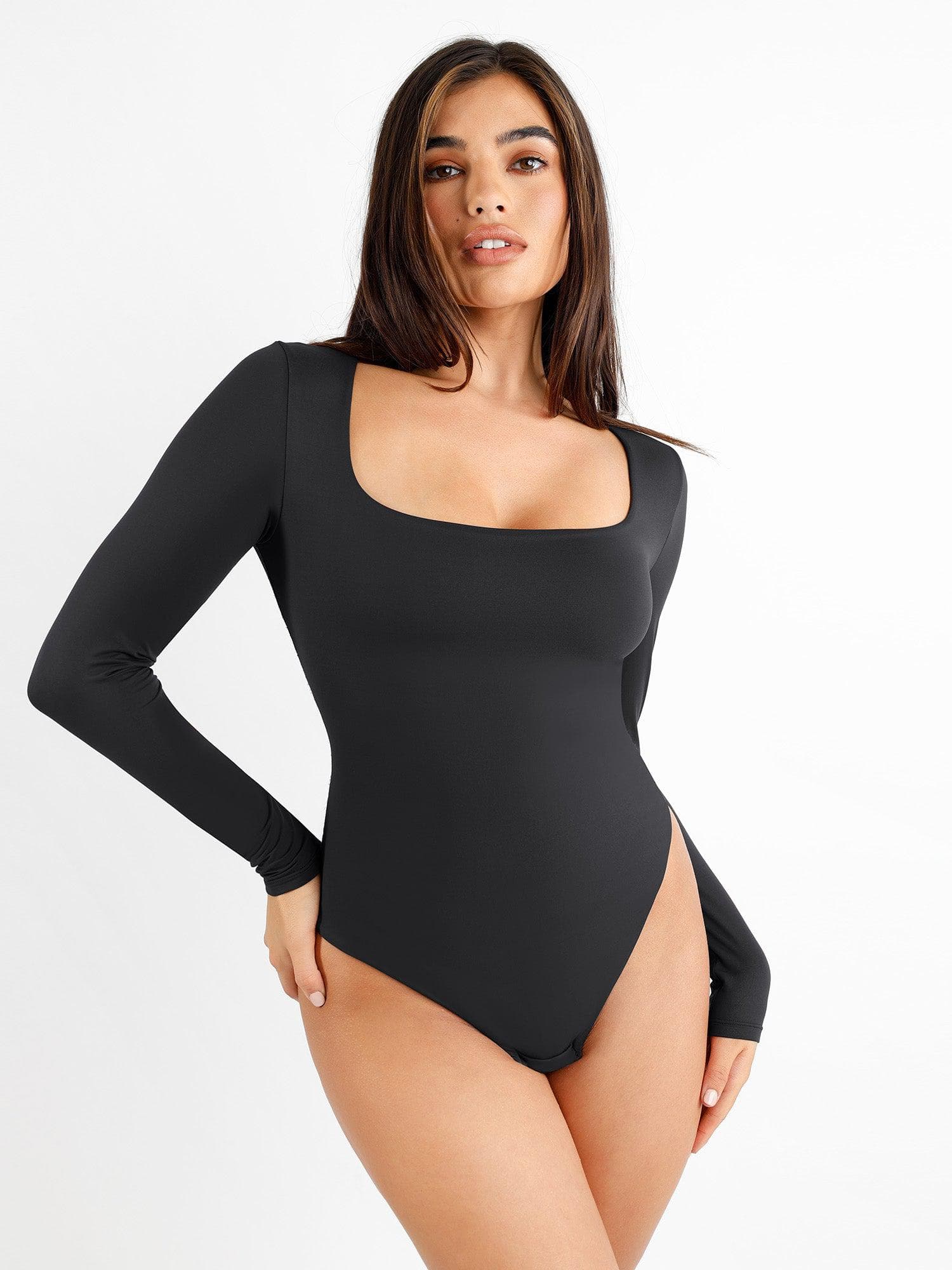 The Shapewear Bodysuit CloudSense Seamless Square-Neck Long-Sleeve