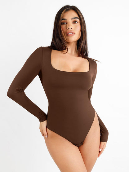 The Shapewear Bodysuit CloudSense Seamless Square-Neck Long-Sleeve