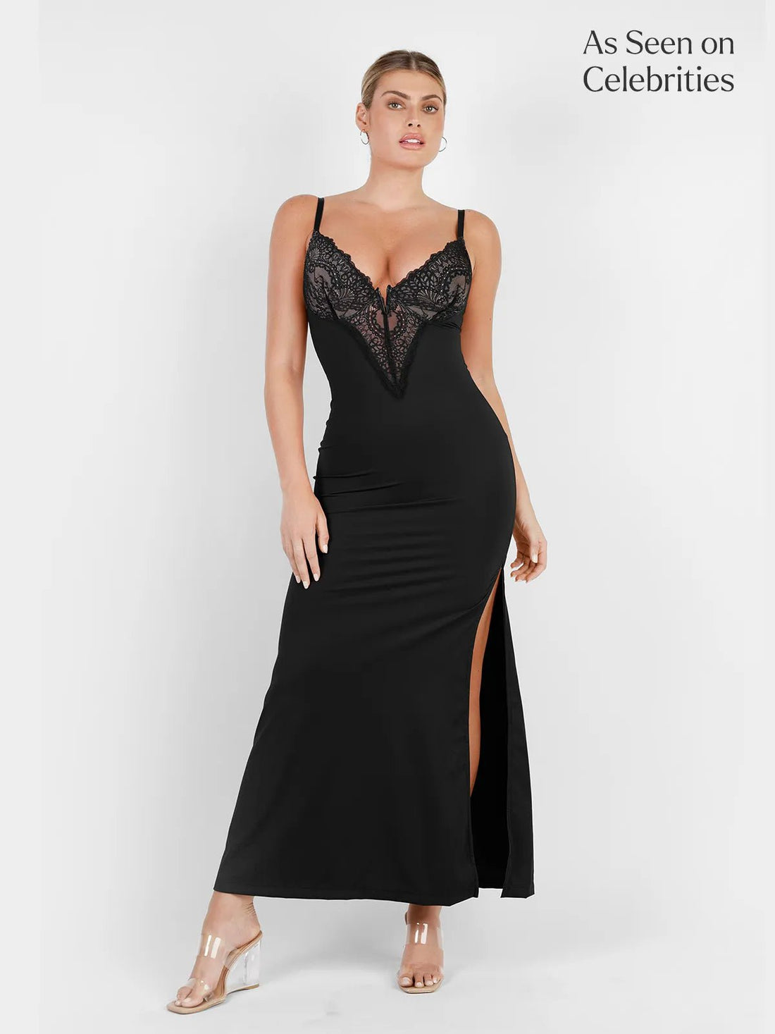 The Shapewear Dress Lace Slip Split Maxi